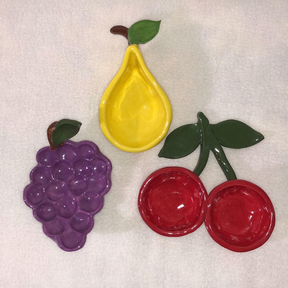 MANGO TREE STUDIOS 3 Ceramic Fruit Sauce Dip Relish Dishes PJS OOAK New